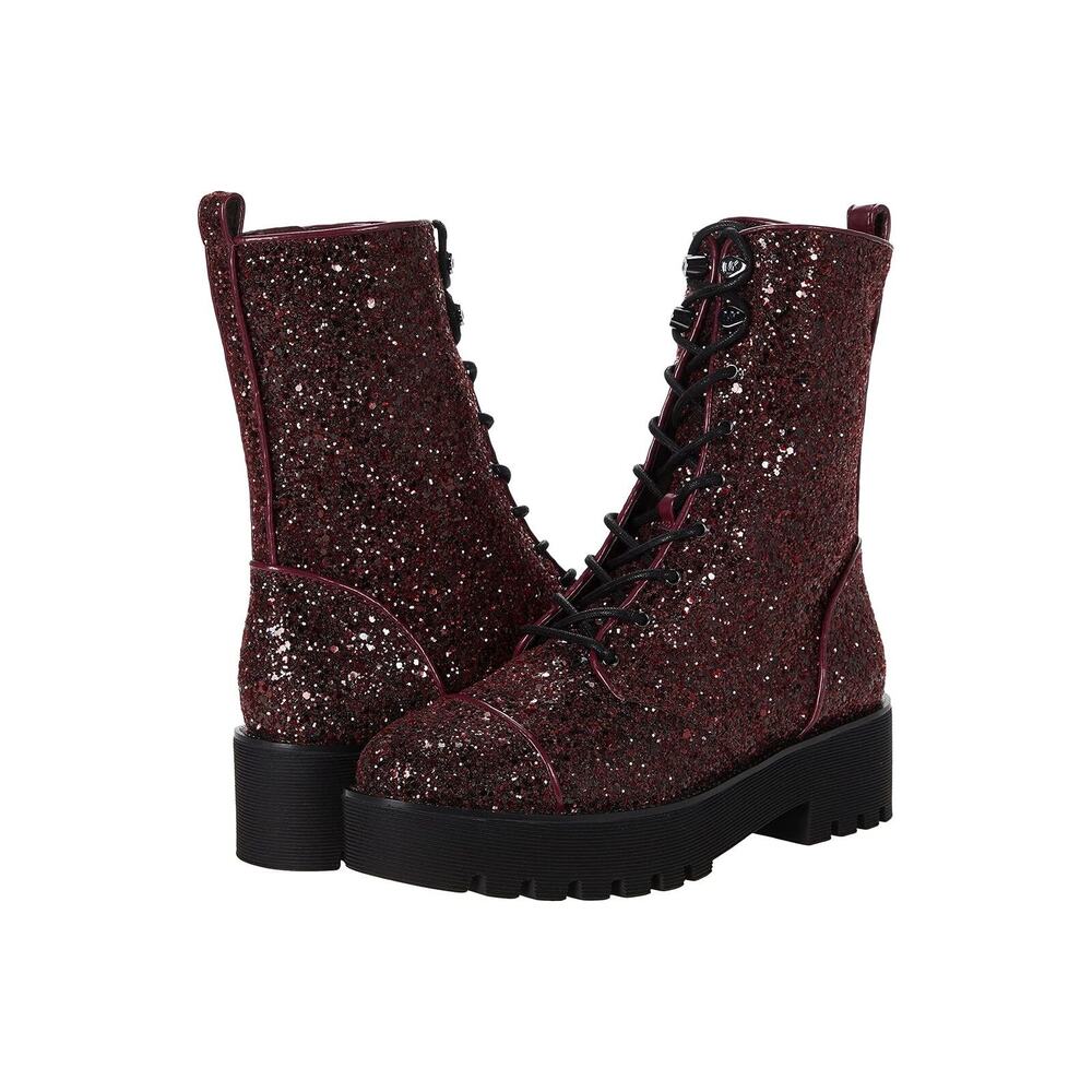 Michael Kors Women's Bryce Lug Sole Combat Bootie Dark Berry US 6.5 M